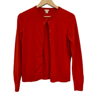 J.Crew Red The Caryn Cardigan Sweater 100% Cotton Long Sleeve Button Up Sweater